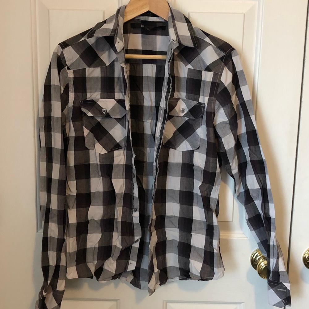 Western Style Plaid Dress Shirt